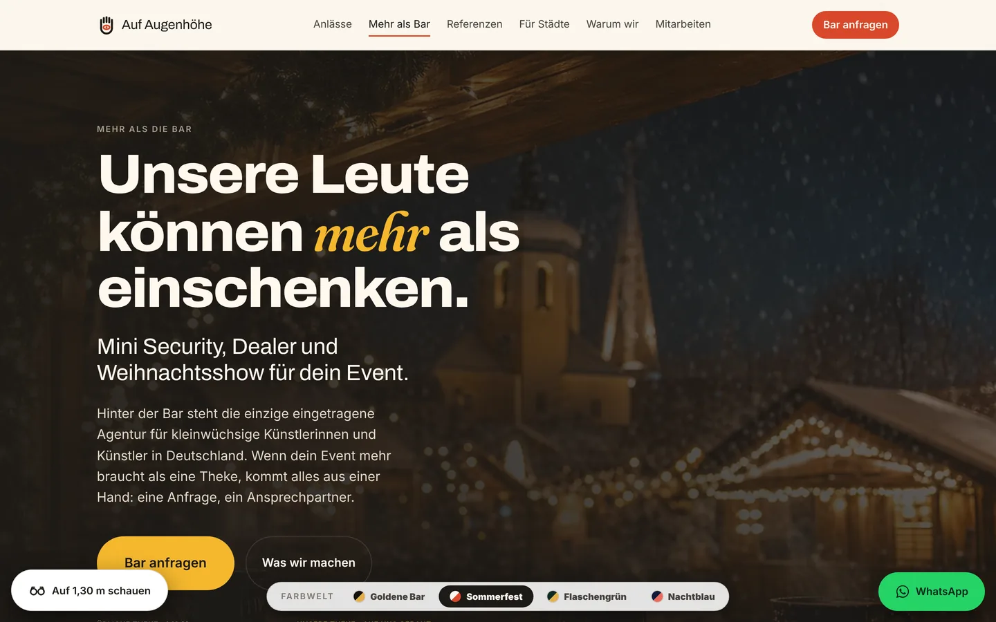 Seite Mehr als die Bar: Unsere Leute können mehr als einschenken, Showacts Security, Dealer und Weihnachtsshow