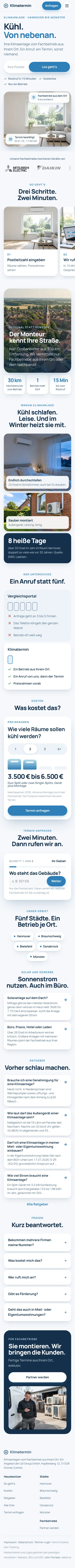 Startseite von Klimatermin auf dem Handy